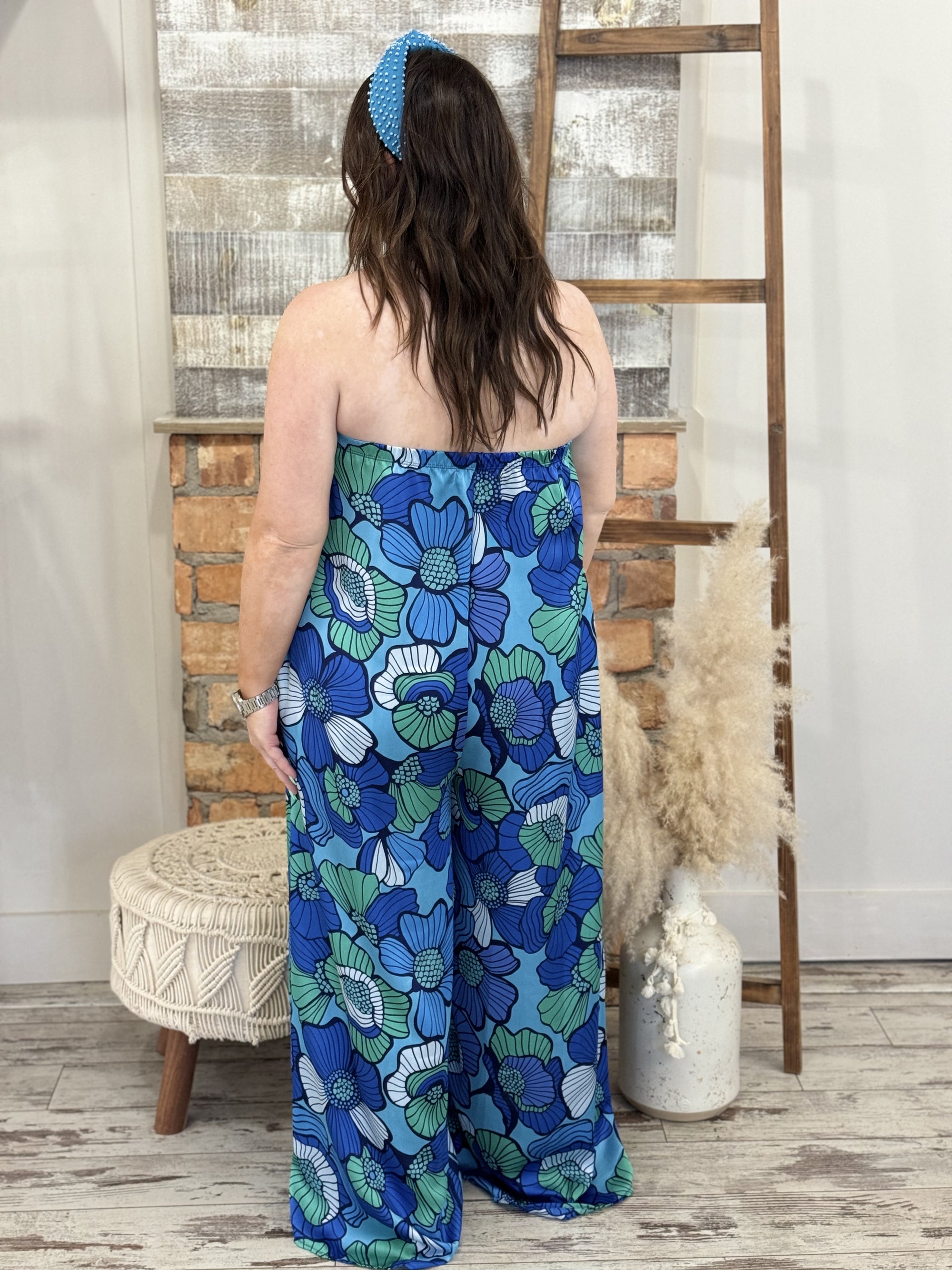 Floral Print Flowy Wide Leg Jumpsuit