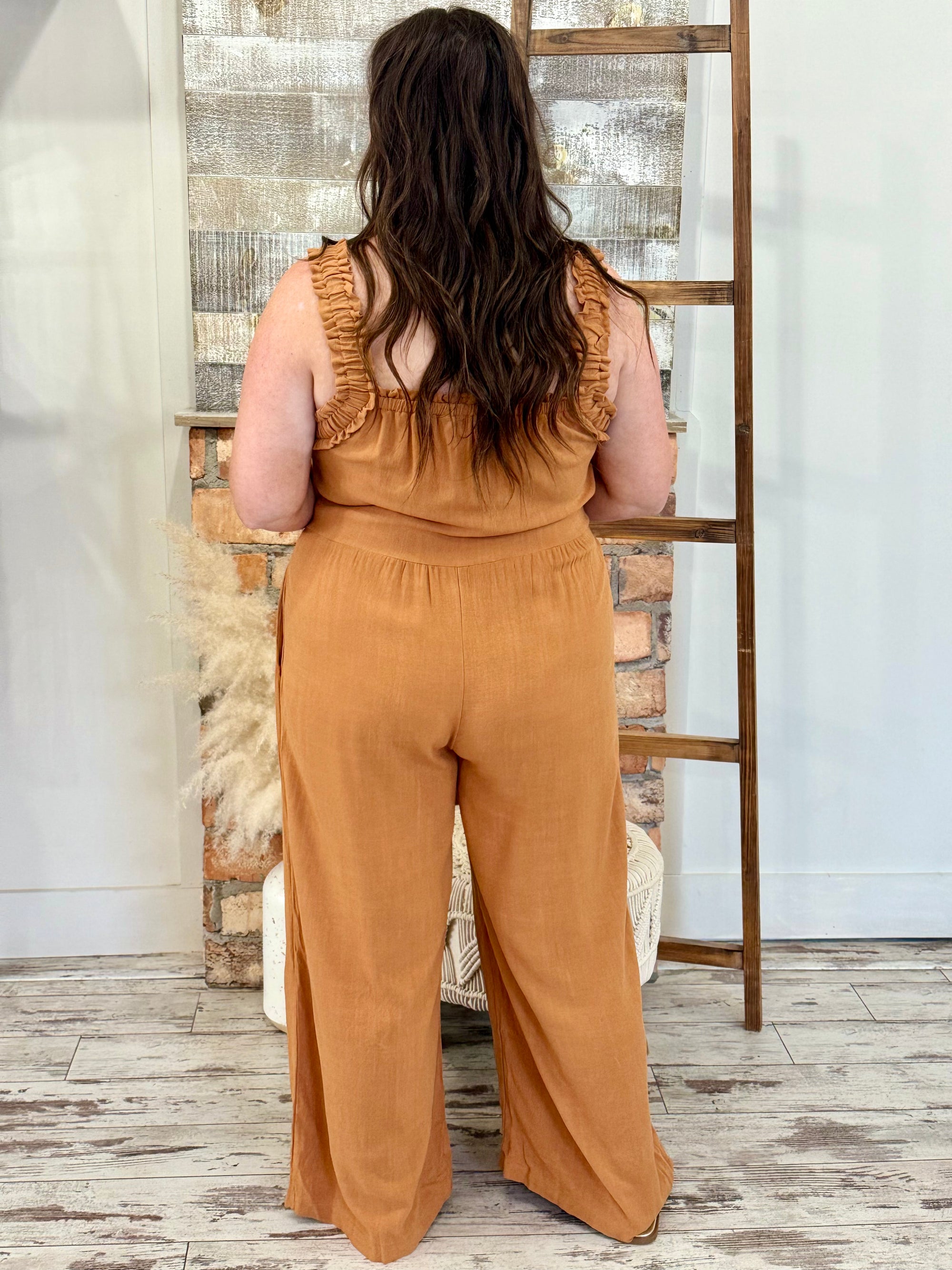 Ruffle Strap Wide Leg Jumpsuit